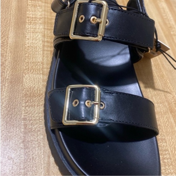 NWT! In Box! Madden NYC Black Women's Double Buckle Footbed Sandals Size 8.5 - Picture 12 of 14